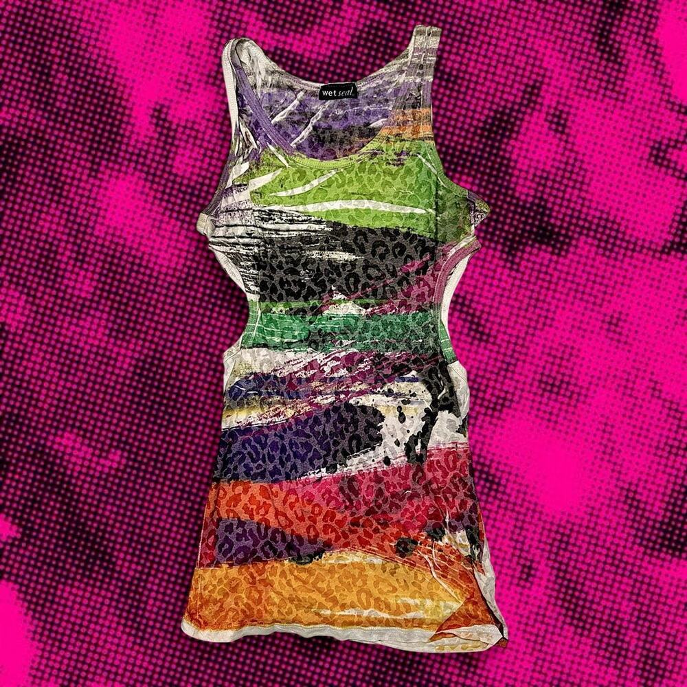 Vintage rainbow leopard striped halter